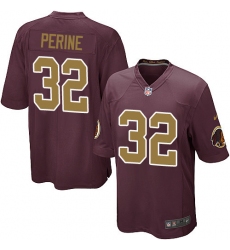 Men's Nike Washington Redskins #32 Samaje Perine Game Burgundy Red/Gold Number Alternate 80TH Anniversary NFL Jersey