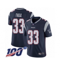 Men's New England Patriots #33 Kevin Faulk Navy Blue Team Color Vapor Untouchable Limited Player 100th Season Football Jersey