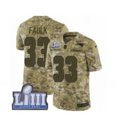 Men's Nike New England Patriots #33 Kevin Faulk Limited Camo 2018 Salute to Service Super Bowl LIII Bound NFL Jersey