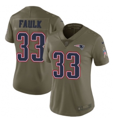 Women's Nike New England Patriots #33 Kevin Faulk Limited Olive 2017 Salute to Service NFL Jersey