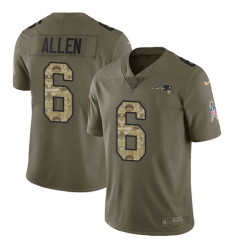 Men's Nike New England Patriots #6 Ryan Allen Limited Olive/Camo 2017 Salute to Service NFL Jersey