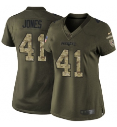 Women's Nike New England Patriots #41 Cyrus Jones Elite Green Salute to Service NFL Jersey
