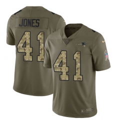Youth Nike New England Patriots #41 Cyrus Jones Limited Olive/Camo 2017 Salute to Service NFL Jersey