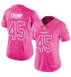 Women's Nike New England Patriots #45 Donald Trump Limited Pink Rush Fashion NFL Jersey