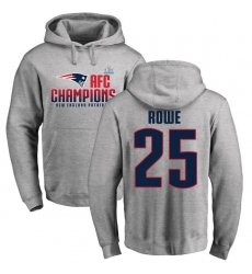 Nike New England Patriots #25 Eric Rowe Heather Gray 2017 AFC Champions Pullover Hoodie