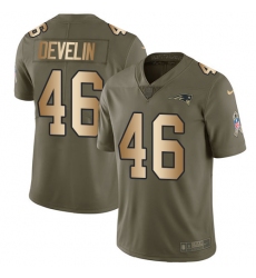 Youth Nike New England Patriots #46 James Develin Limited Olive/Gold 2017 Salute to Service NFL Jersey