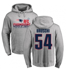 Nike New England Patriots #54 Tedy Bruschi Heather Gray 2017 AFC Champions Pullover Hoodie