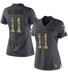 Women's Nike New England Patriots #11 Drew Bledsoe Limited Black 2016 Salute to Service NFL Jersey