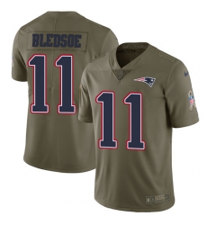Youth Nike New England Patriots #11 Drew Bledsoe Limited Olive 2017 Salute to Service NFL Jersey
