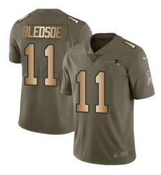 Youth Nike New England Patriots #11 Drew Bledsoe Limited Olive/Gold 2017 Salute to Service NFL Jersey