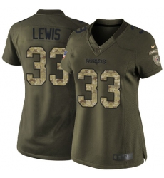 Women's Nike New England Patriots #33 Dion Lewis Elite Green Salute to Service NFL Jersey