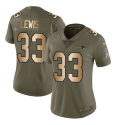 Women's Nike New England Patriots #33 Dion Lewis Limited Olive/Gold 2017 Salute to Service NFL Jersey