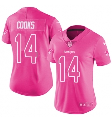 Women's Nike New England Patriots #14 Brandin Cooks Limited Pink Rush Fashion NFL Jersey