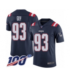 Men's New England Patriots #93 Lawrence Guy Limited Navy Blue Rush Vapor Untouchable 100th Season Football Jersey