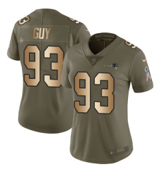 Women's Nike New England Patriots #93 Lawrence Guy Limited Olive/Gold 2017 Salute to Service NFL Jersey