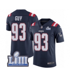 Youth Nike New England Patriots #93 Lawrence Guy Limited Navy Blue Rush Vapor Untouchable Super Bowl LIII Bound NFL Jersey