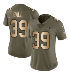 Women's Nike New England Patriots #39 Montee Ball Limited Olive/Gold 2017 Salute to Service NFL Jersey