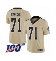 Men's New Orleans Saints #71 Ryan Ramczyk Limited Gold Inverted Legend 100th Season Football Jersey