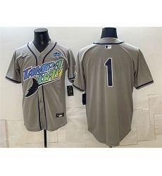 Men's Tampa Bay Rays #1 Gray 2026 AL East Champions Vapor Limited Stitched Baseball Jersey