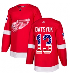 Men's Adidas Detroit Red Wings #13 Pavel Datsyuk Authentic Red USA Flag Fashion NHL Jersey