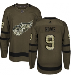 Youth Adidas Detroit Red Wings #9 Gordie Howe Authentic Green Salute to Service NHL Jersey