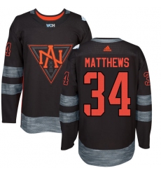 Men's Adidas Team North America #34 Auston Matthews Premier Black Away 2016 World Cup of Hockey Jersey