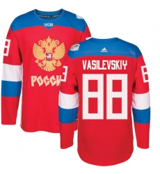 Men's Adidas Team Russia #88 Andrei Vasilevskiy Premier Red Away 2016 World Cup of Hockey Jersey