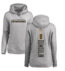 NHL Women's Adidas Pittsburgh Penguins #8 Brian Dumoulin Ash Backer Pullover Hoodie