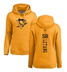NHL Women's Adidas Pittsburgh Penguins #58 Kris Letang Gold One Color Backer Pullover Hoodie