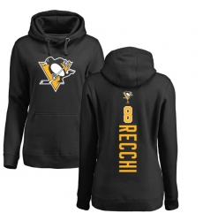 NHL Women's Adidas Pittsburgh Penguins #8 Mark Recchi Black Backer Pullover Hoodie