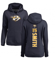 NHL Women's Adidas Nashville Predators #15 Craig Smith Navy Blue Backer Pullover Hoodie