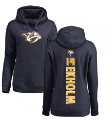NHL Women's Adidas Nashville Predators #14 Mattias Ekholm Navy Blue Backer Pullover Hoodie