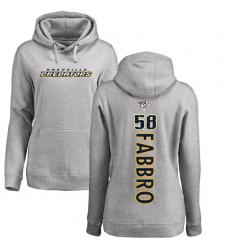 NHL Women's Adidas Nashville Predators #58 Dante Fabbro Ash Backer Pullover Hoodie