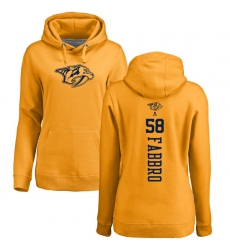 NHL Women's Adidas Nashville Predators #58 Dante Fabbro Gold One Color Backer Pullover Hoodie
