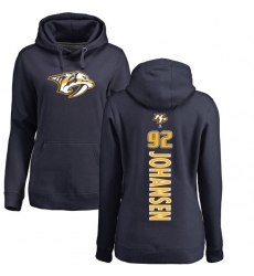 NHL Women's Adidas Nashville Predators #92 Ryan Johansen Navy Blue Backer Pullover Hoodie