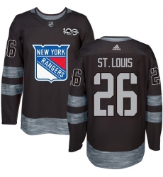 Men's Adidas New York Rangers #26 Martin St. Louis Authentic Black 1917-2017 100th Anniversary NHL Jersey