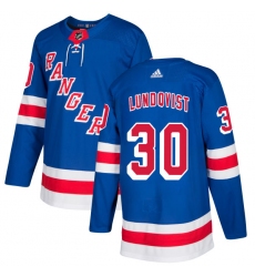Youth Adidas New York Rangers #30 Henrik Lundqvist Authentic Royal Blue Home NHL Jersey