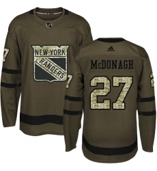 Youth Adidas New York Rangers #27 Ryan McDonagh Authentic Green Salute to Service NHL Jersey