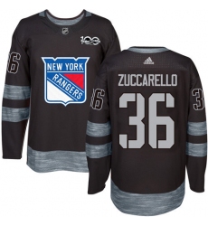 Men's Adidas New York Rangers #36 Mats Zuccarello Authentic Black 1917-2017 100th Anniversary NHL Jersey