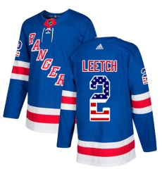 Youth Adidas New York Rangers #2 Brian Leetch Authentic Royal Blue USA Flag Fashion NHL Jersey