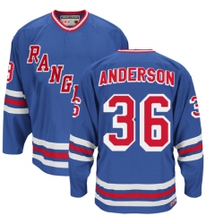 Men's CCM New York Rangers #36 Glenn Anderson Authentic Royal Blue Heroes of Hockey Alumni Throwback NHL Jersey