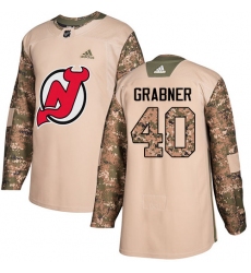 Men's Adidas New Jersey Devils #40 Michael Grabner Authentic Camo Veterans Day Practice NHL Jersey