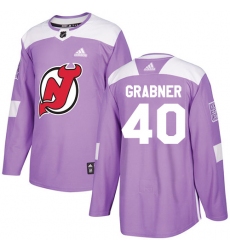 Men's Adidas New Jersey Devils #40 Michael Grabner Authentic Purple Fights Cancer Practice NHL Jersey
