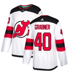 Men's Adidas New Jersey Devils #40 Michael Grabner Authentic White Away NHL Jersey