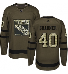 Men's Adidas New York Rangers #40 Michael Grabner Authentic Green Salute to Service NHL Jersey