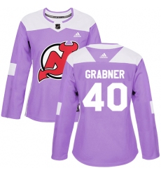 Women's Adidas New Jersey Devils #40 Michael Grabner Authentic Purple Fights Cancer Practice NHL Jersey
