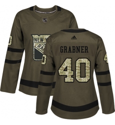 Women's Adidas New York Rangers #40 Michael Grabner Authentic Green Salute to Service NHL Jersey