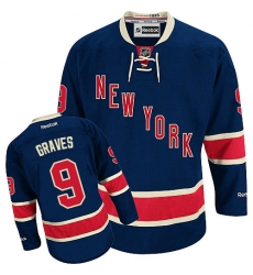 Youth Reebok New York Rangers #9 Adam Graves Authentic Navy Blue Third NHL Jersey