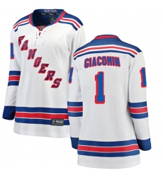 Women's New York Rangers #1 Eddie Giacomin Fanatics Branded White Away Breakaway NHL Jersey