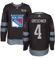 Men's Adidas New York Rangers #4 Ron Greschner Authentic Black 1917-2017 100th Anniversary NHL Jersey